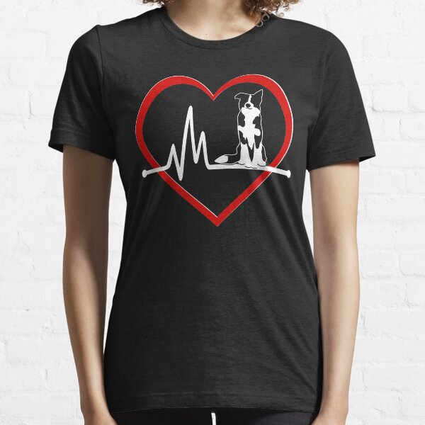 Border Collie Heart Beat | NickerStickers on Redbubble Essential T-Shirt