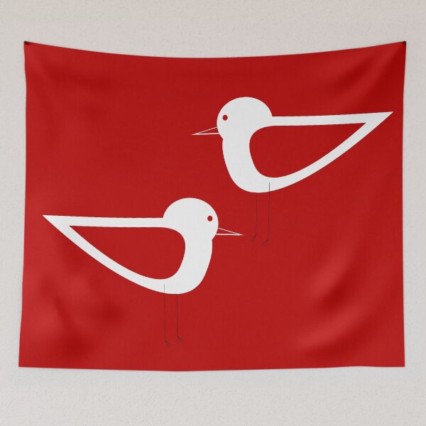 Item preview, Shorebird Pair in red and white designed and sold by kierkegaard.
