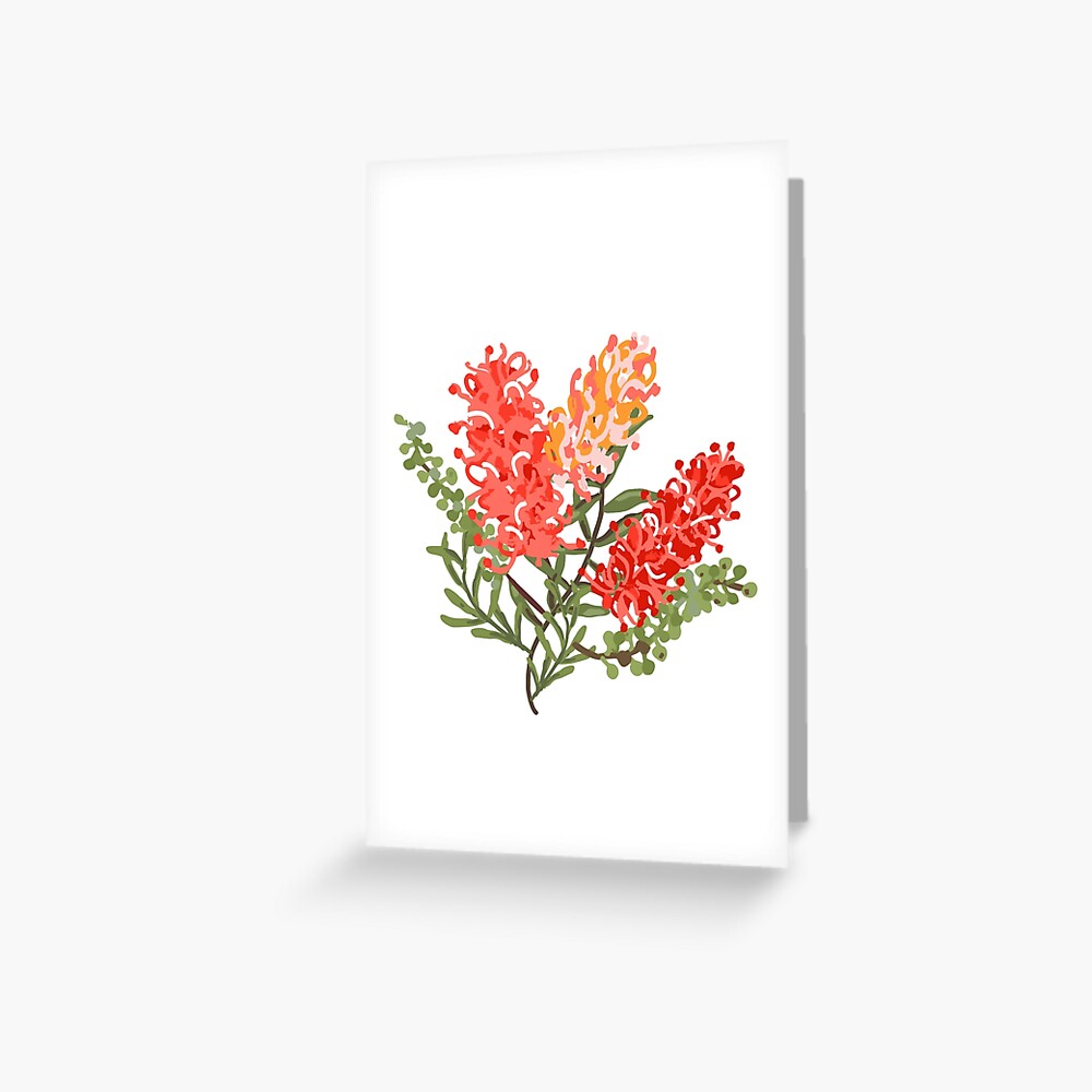 Contemporary Australian Grevillea Pantone Living Coral Greeting Card