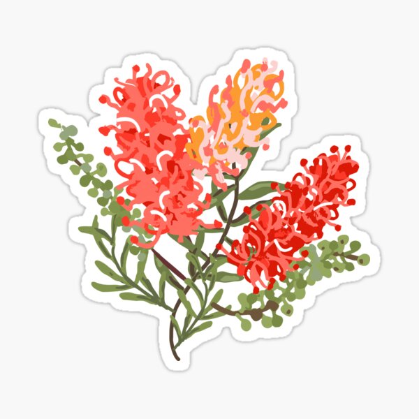 Contemporary Australian Grevillea Pantone Living Coral Sticker