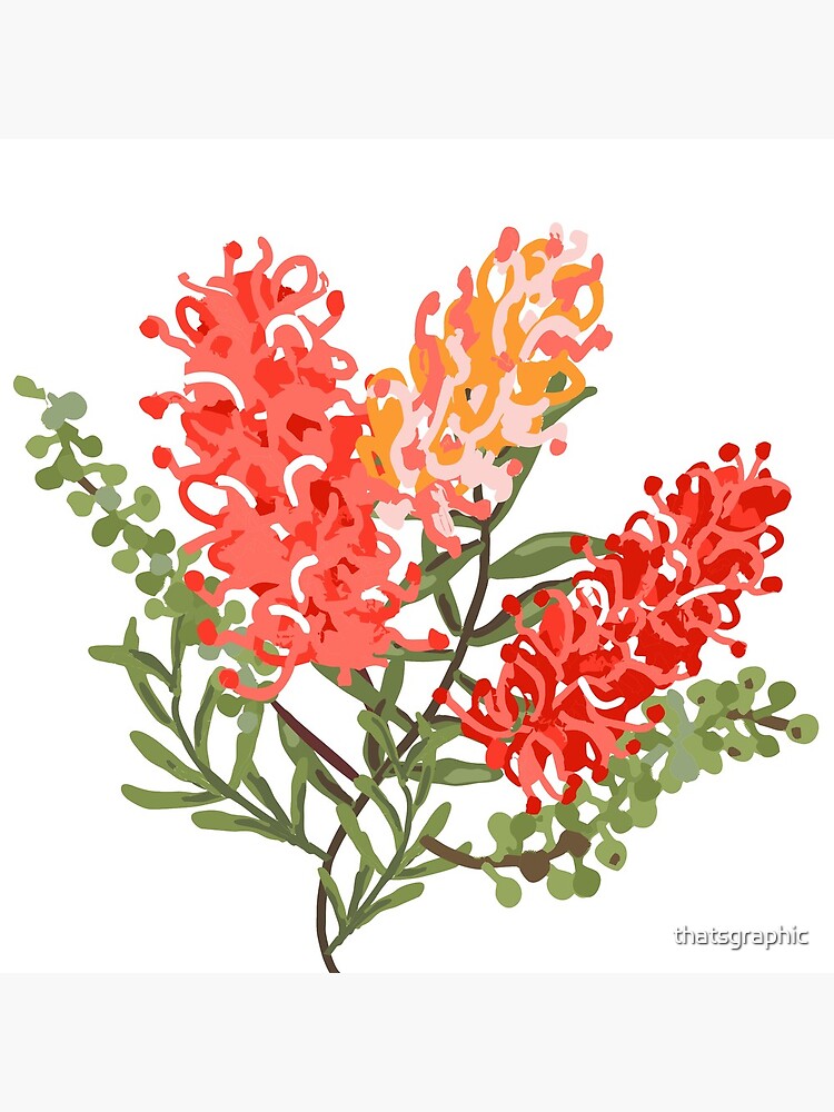 Contemporary Australian Grevillea Pantone Living Coral by thatsgraphic
