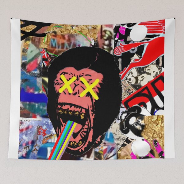 Item preview, Street POP Art Painting Graffiti Urban Abstract Hip-hop Drip Collage Messy chic Rainbow monkey Mickey Mouse  designed and sold by Reuv.