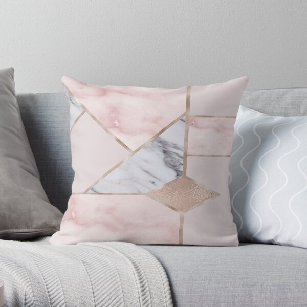 Geometric mix up - rose gold Throw Pillow