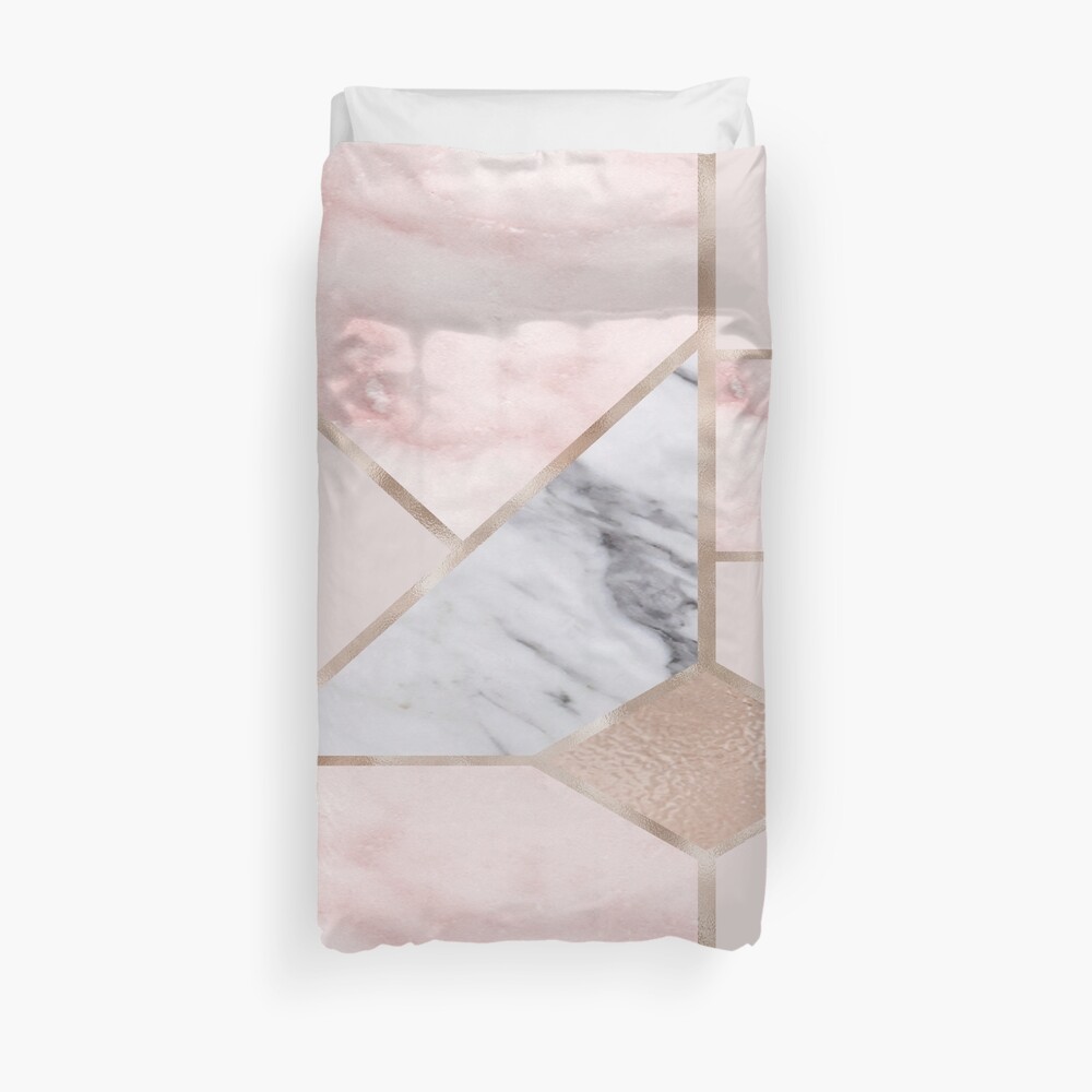 Geometric mix up - rose gold Duvet Cover