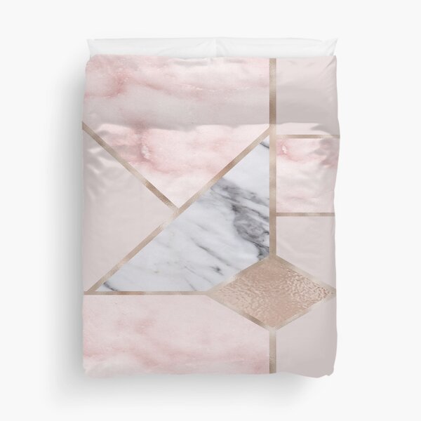 Geometric mix up - rose gold Duvet Cover