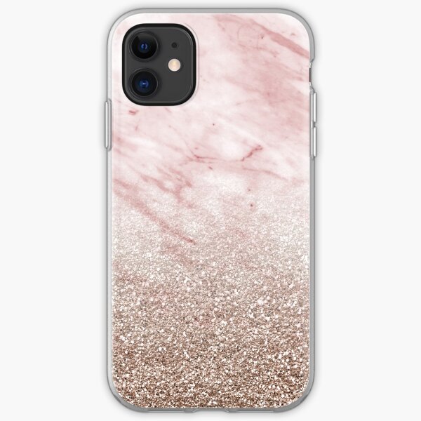 Rose gold champagne glitter gradient iPhone Soft Case