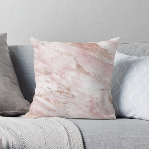 Pink marble - rose gold accents Throw Pillow