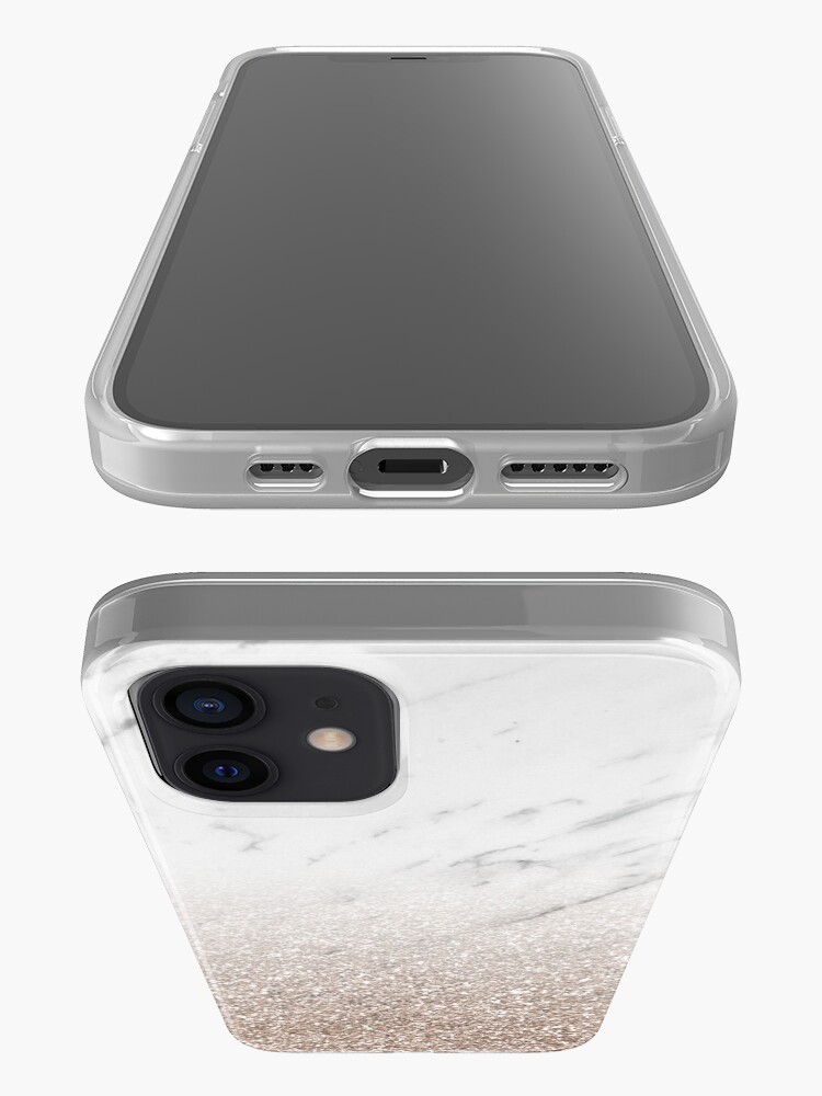 Alternate view of Glitter ombre - white marble & rose gold glitter iPhone Case & Cover