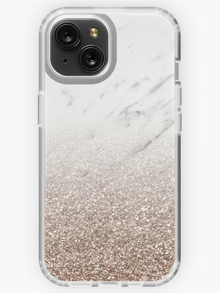 Rose gold glitter ombre white marble breathe typography Iphone