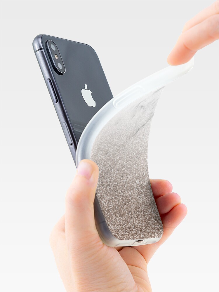 Alternate view of Glitter ombre - white marble & rose gold glitter iPhone Case & Cover