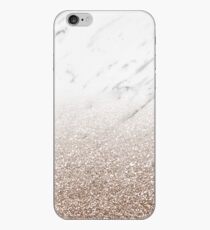 Glitter ombre - weißer Marmor & Roségold Glitter iPhone-Hülle & Cover