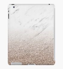 Glitter ombre - white marble & rose gold glitter iPad Case/Skin