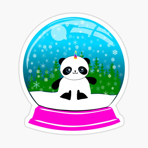 Merry Xmas Pandacorn Snowglobe Sticker