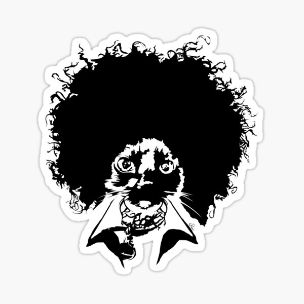 "Cat with Afro Switchblade X" Sticker for Sale by starbag Redbubble