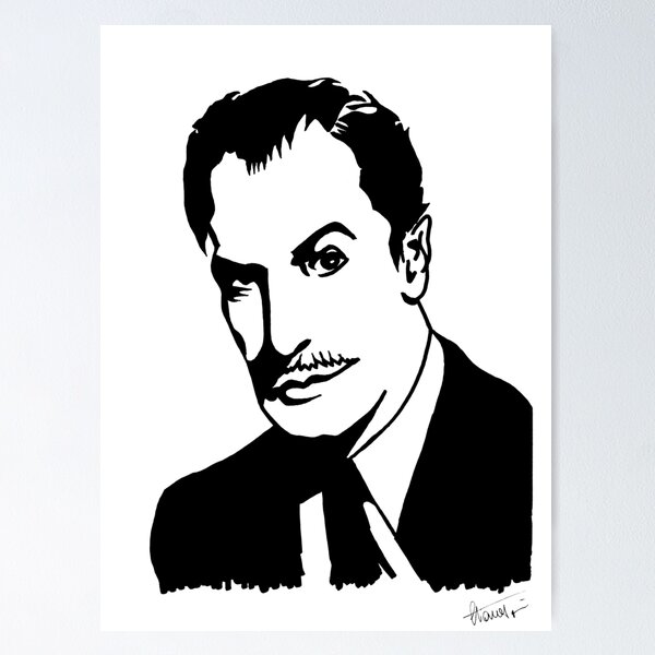 Vincent Price, master of horror, portrait signed by the artist Poster