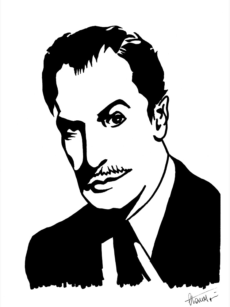 Vincent Price, master of horror, portrait signed by the artist by papercatlab