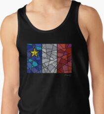 Acadian flag pastel mosaic - Drapeau acadien mosaïque pastel vitrail Tank Top