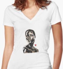 Afrikanische Frauenmalerei Shirt mit V-Ausschnitt