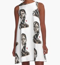 Afrikanische Frauenmalerei A-Linien Kleid