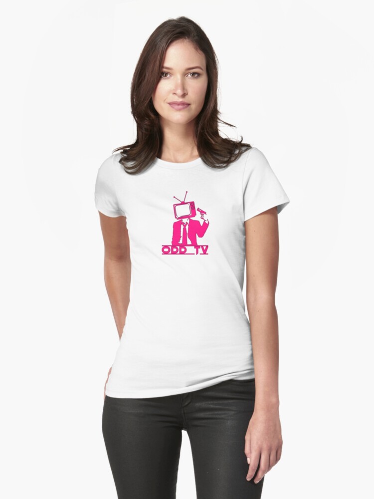 Thumbnail 1 of 3, Fitted T-Shirt, ODD Gunman Pink Logo designed and sold by ODDTV.