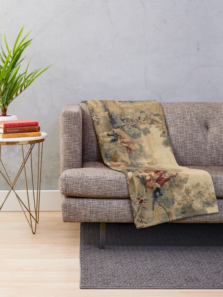 Alternate view of Aubusson Antique French Tapestry Print Throw Blanket