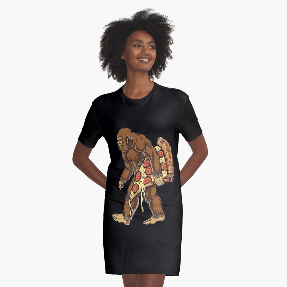 Sasquatch Pizza Sasquatch Carrying Pizza Bigfoot Pizza T-Shirt