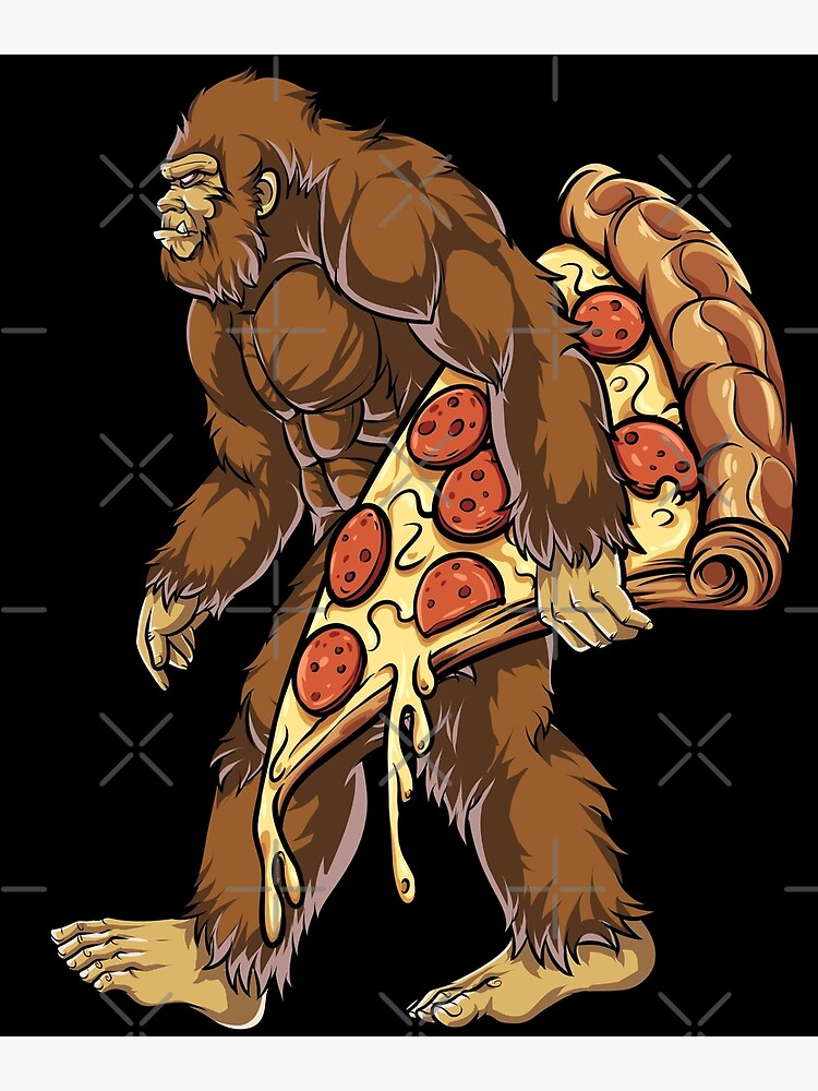 Sasquatch Pizza Sasquatch Carrying Pizza Bigfoot Pizza T-Shirt