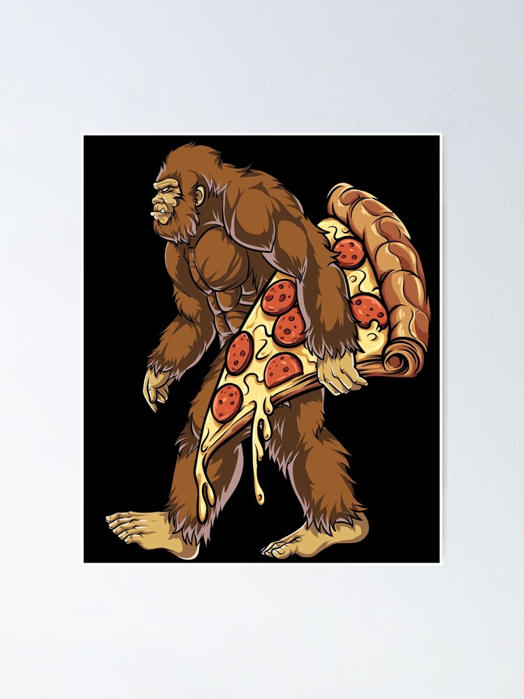 Sasquatch Pizza Sasquatch Carrying Pizza Bigfoot Pizza T-Shirt