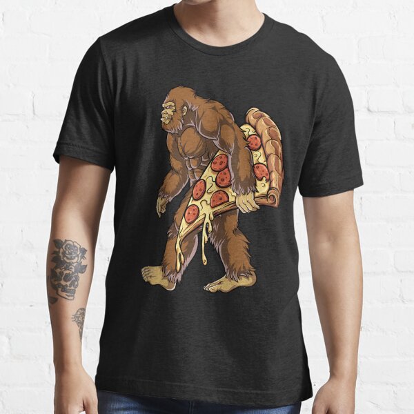 Sasquatch Pizza Sasquatch Carrying Pizza Bigfoot Pizza T-Shirt