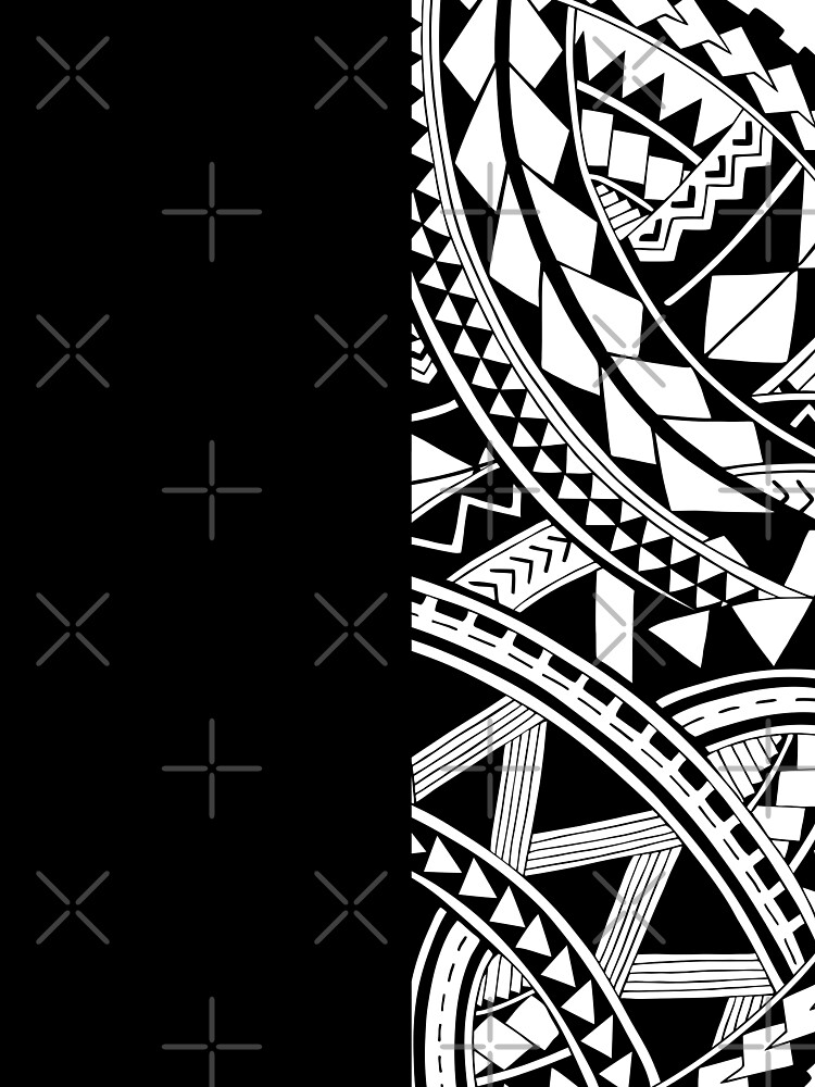 Polynesian Tattoo Half Black White Design #1 T-Shirt – Anehana