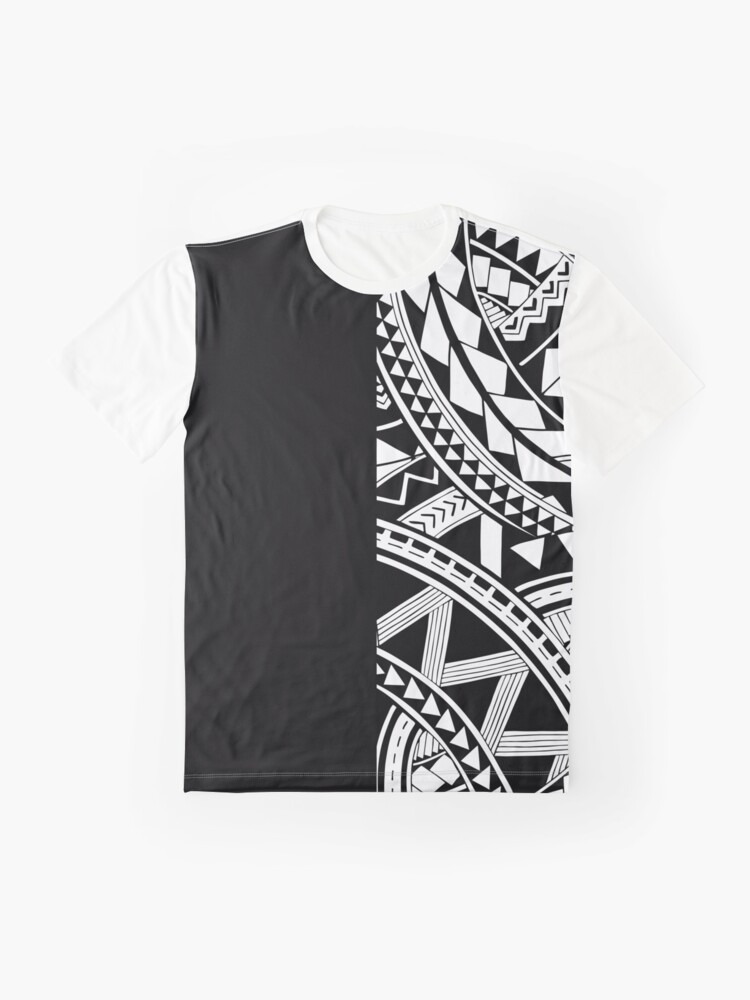 Polynesian Tattoo Half Black White Design #1 T-Shirt – Anehana