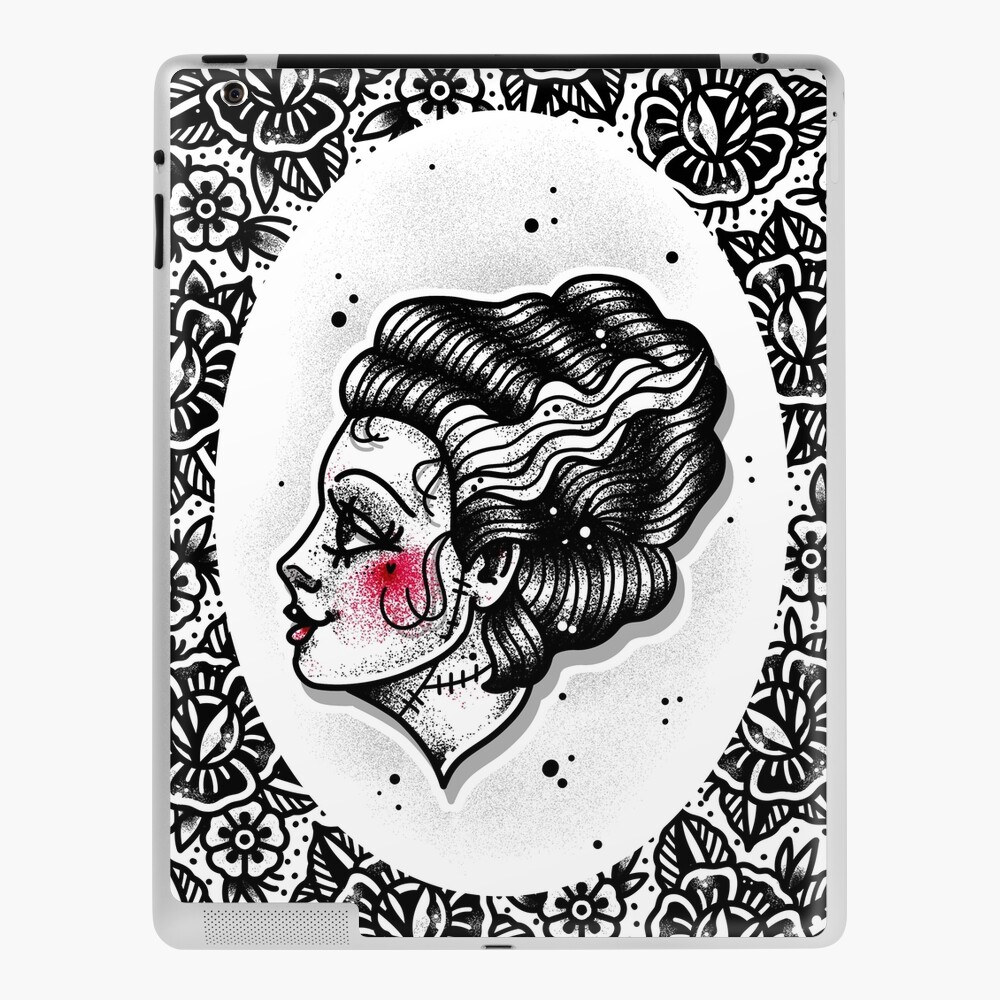 Bride of Frankenstein Tattoo Flash Greeting Card for Sale by ellamobbs   Redbubble