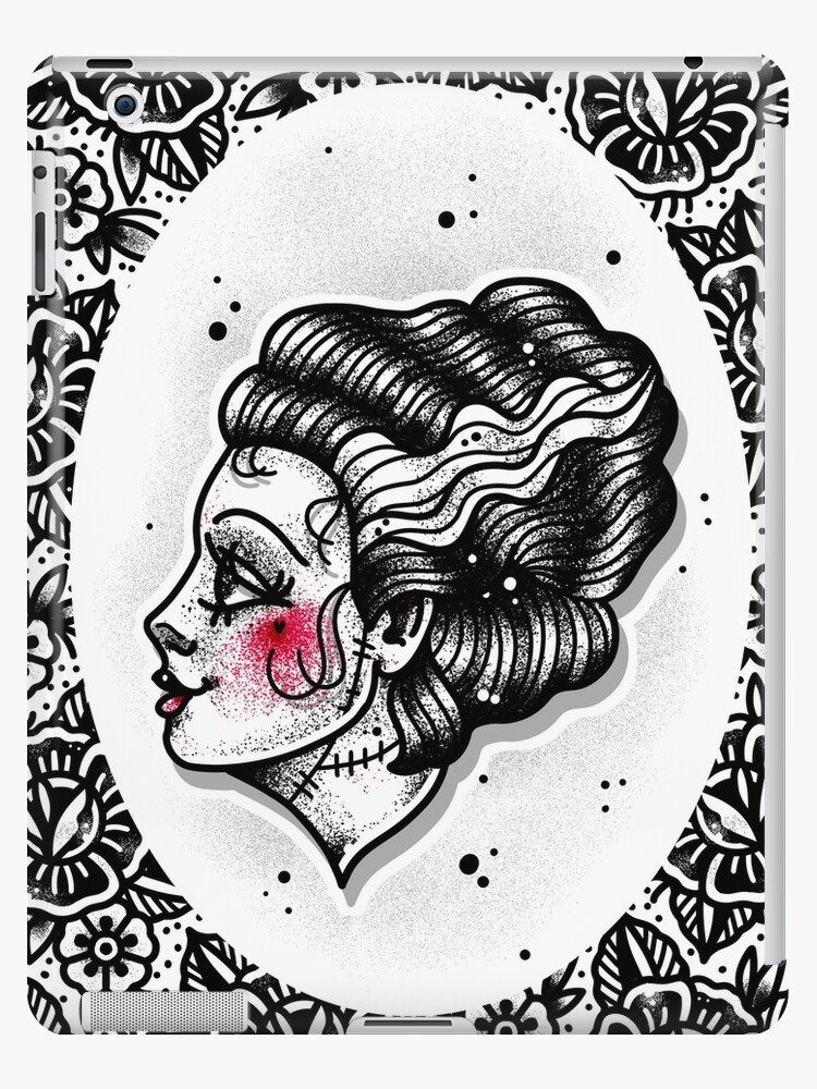 Amazoncom Bride of Frankenstein by Christopher Perrin Old School Tattoo  Canvas Art Print Posters  Prints
