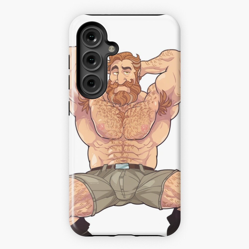 Gay bear man flexing muscles | Samsung Galaxy Phone Case