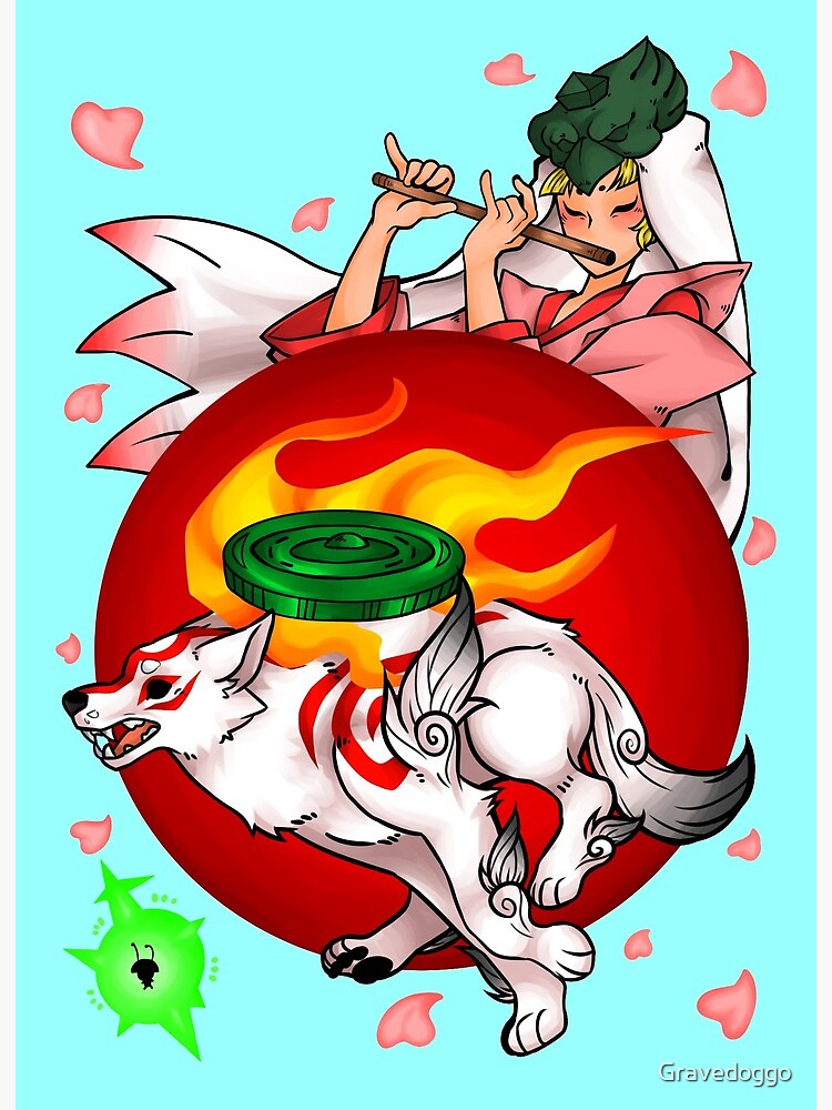 Okami Amaterasu Issun Jump | Art Board Print