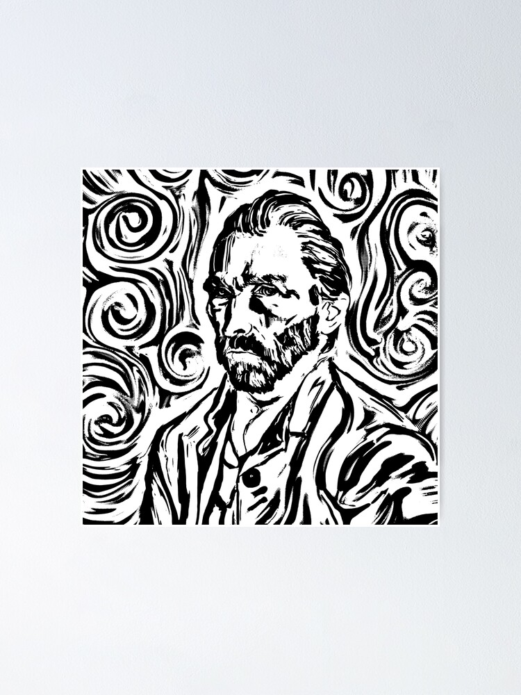 Graphique noir et blanc de Vincent Van Gogh Poster