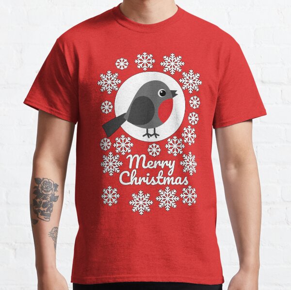 Merry Christmas Robin Snowflakes Classic T-Shirt