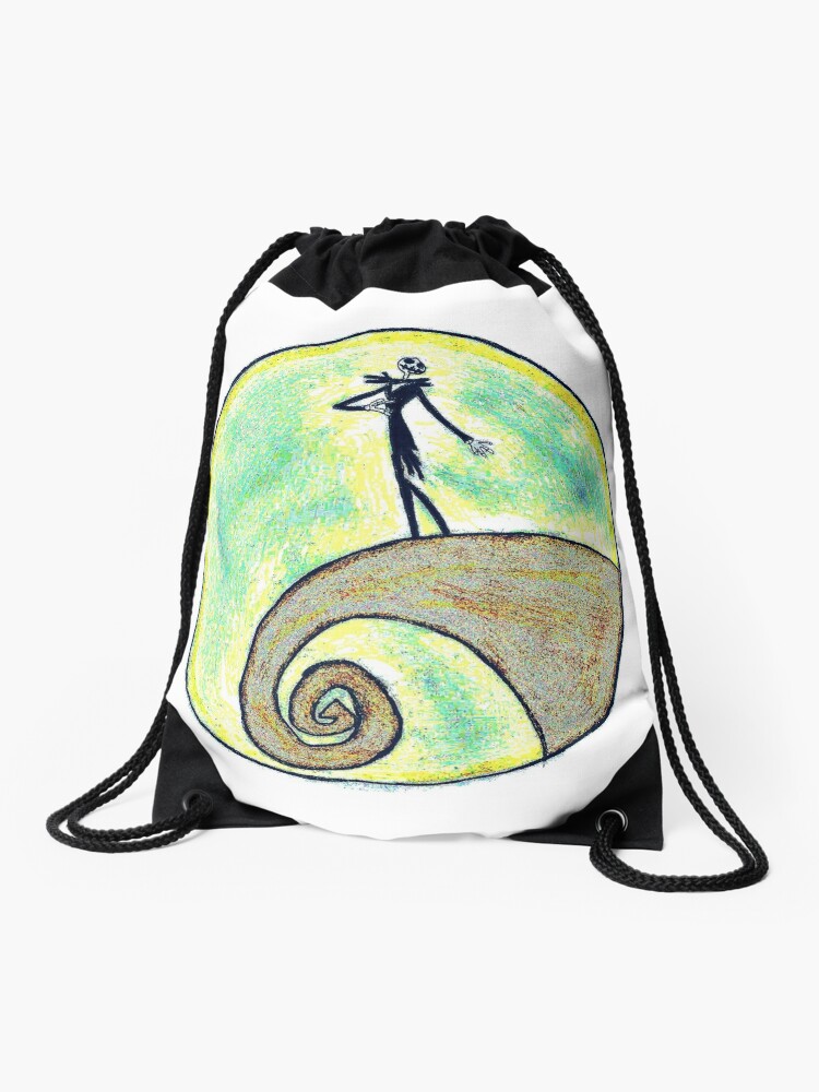 Tim Burton Nightmare before Christmas Drawing Hand drawn Design Illustration Tim Burton art Sketch Doodles Gifts Presents Drawstring Bag