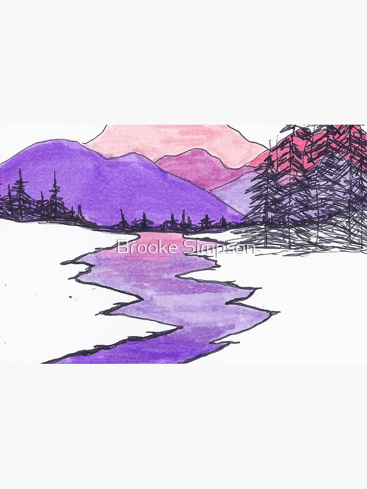 Simple hand-drawn northern landscape, hills with conifers, mountain lake,  river. Vector drawing with black outline. Ink sketch. Wildlife. Tourism and  travel. For prints, postcards, posters 25554277 Vector Art at Vecteezy