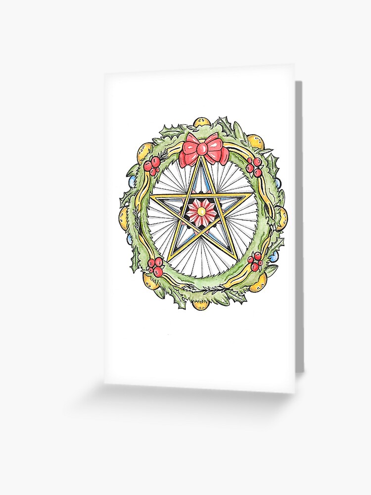 Pagan Yule Wreath Greeting Card By Mhalbro2 Redbubble