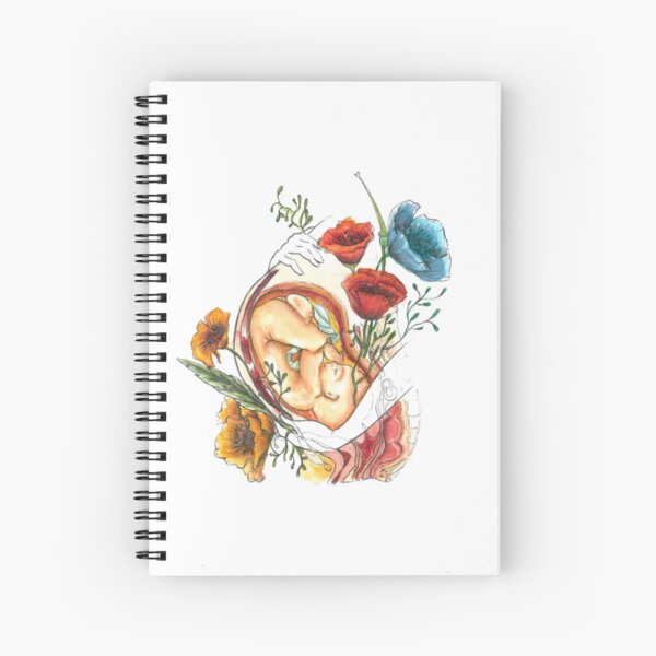 Flowers & Babies - Pregnancy Anatomy Art Spiral Notebook