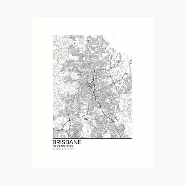 Brisbane map poster print wall art, Queensland gift printable, Home and Nursery, Modern map decor for office, Map Art, Map Gifts Art Print