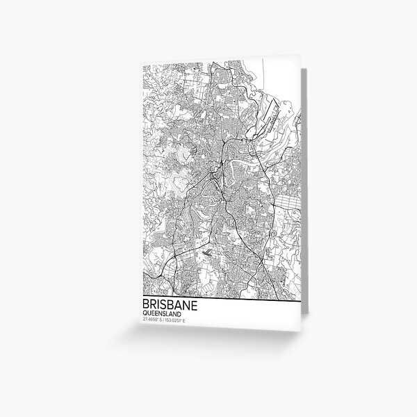Brisbane map poster print wall art, Queensland gift printable, Home and Nursery, Modern map decor for office, Map Art, Map Gifts Greeting Card