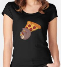 Faultier und Pizza Tailliertes Rundhals-Shirt