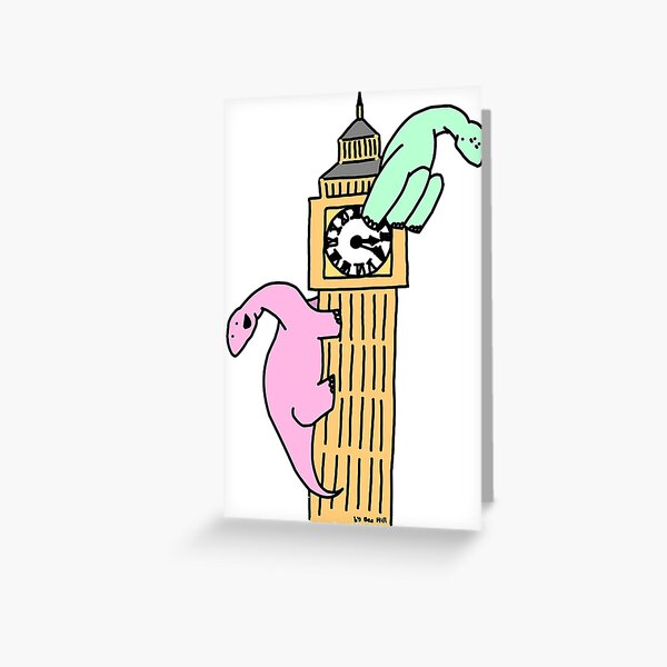 Dinosaurs on Big Ben Greeting Card