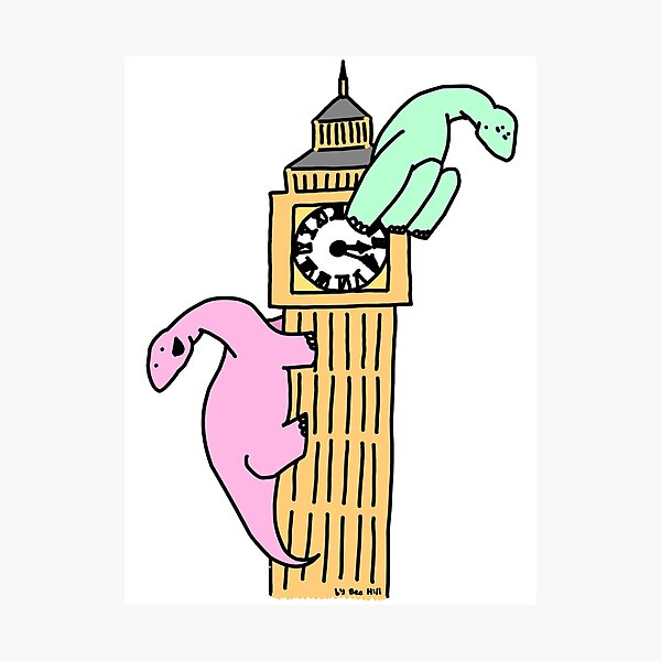 Dinosaurs on Big Ben Photographic Print