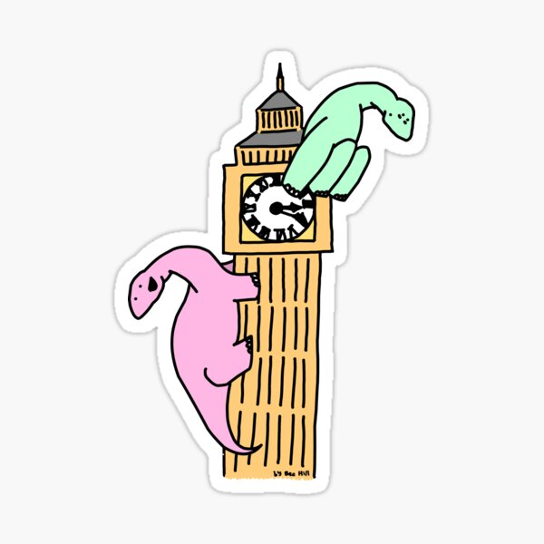 Dinosaurs on Big Ben Sticker