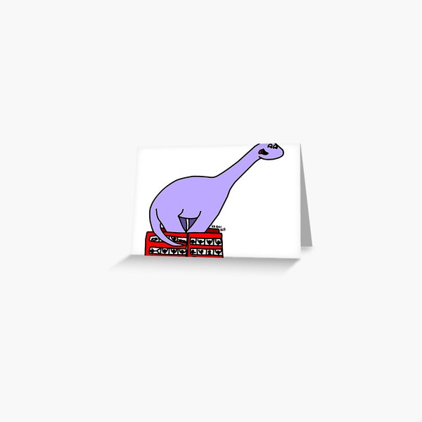Dinosaur on 4 Double Decker Buses Greeting Card