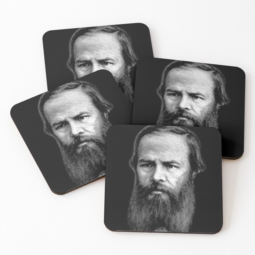 Fyodor Dostoyevsky, portrait Coasters (Set of 4)