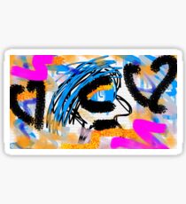 Abstract: Blue Hair Person Sticker